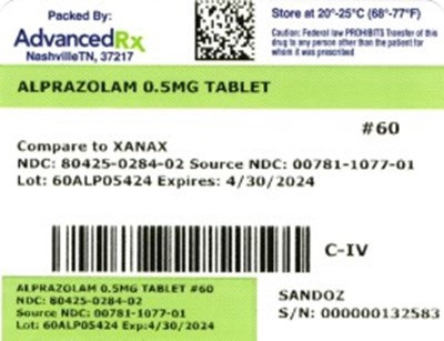 Label 2 (Alprazolam 80425 0284 02)